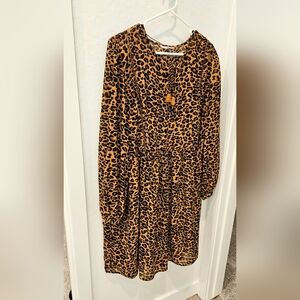 Time and Tru Animal Print Dress - Brown and Black, Size XL